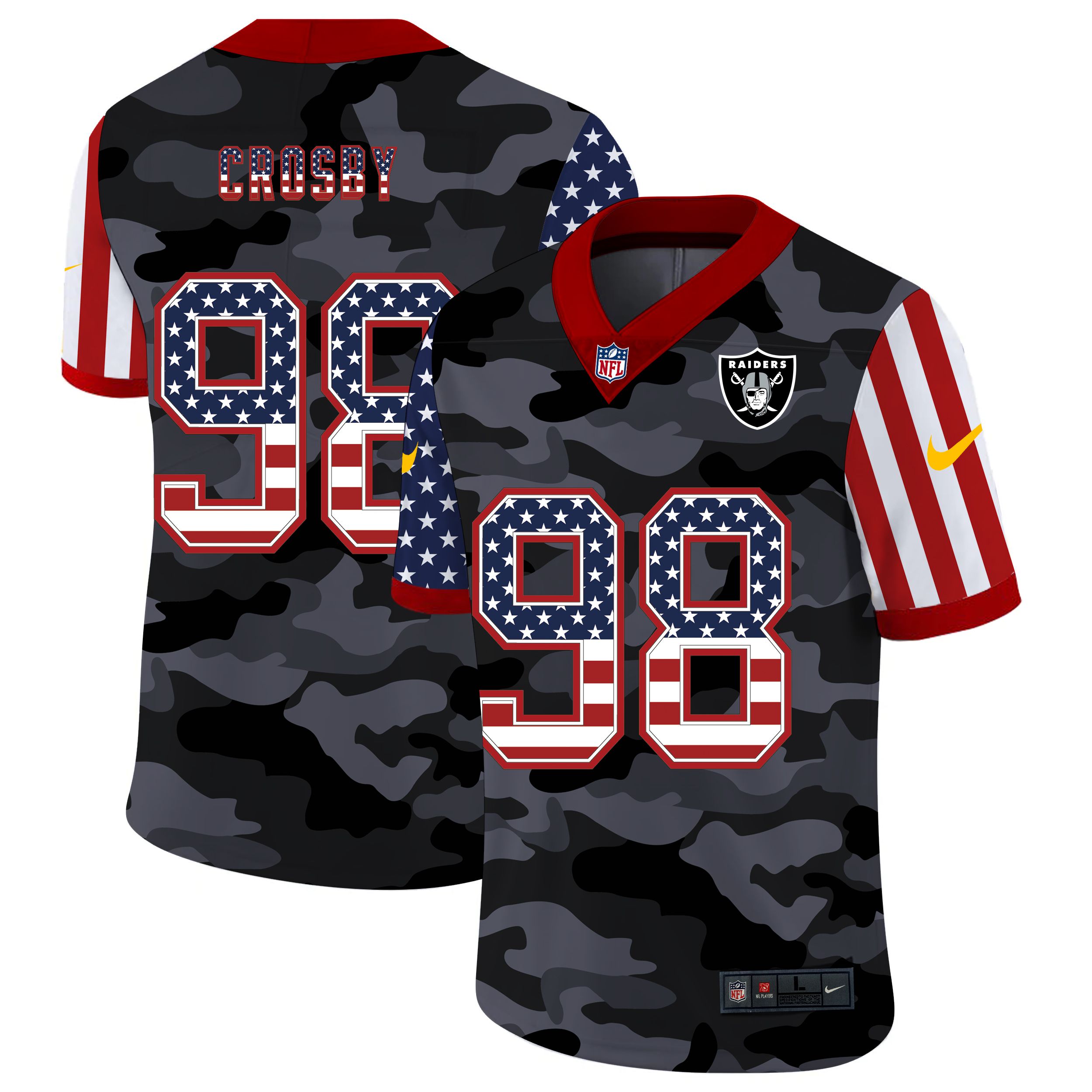 Men Oakland Raiders #98 Crosby 2020 Nike USA Camo Salute to Service Limited NFL Jerseys